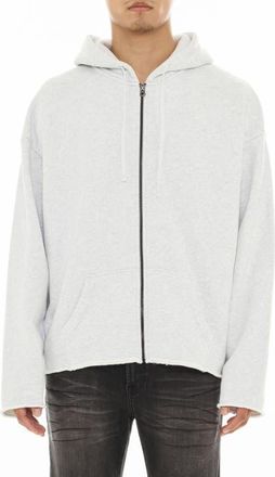 Cult of Individuality Core Raw Hem French Terry Zip Hoodie in Heather Grey at Nordstrom, Size Xxx-Large