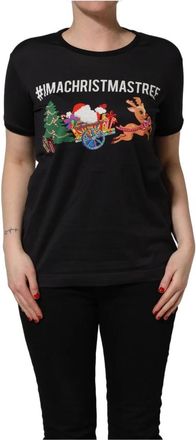 Dolce & Gabbana Iamachristmastree Print Katoenen T-shirt - Dames - T-shirts - Zwart - M - Katoen - Tops