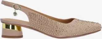 J. Rene&eacute; Womens Baline Sling Back Pumps In Beige Satin/stones