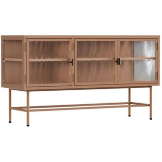 Oviala Credenza moderna a 3 ante da 120 cm in metallo e vetro marrone
