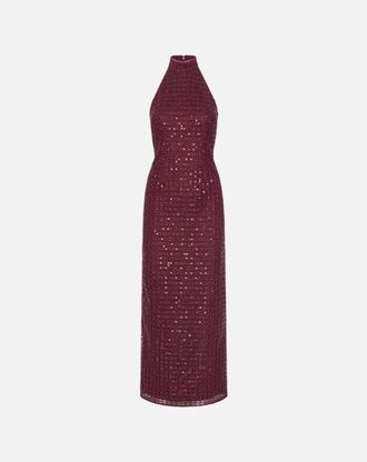 Rotate Maxi Jurk met Draping - Dames - Feestkleedjes - Rood - 2XS - Kleedjes