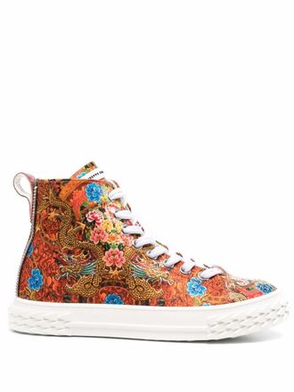 Giuseppe Zanotti floral-print sneakers - Orange