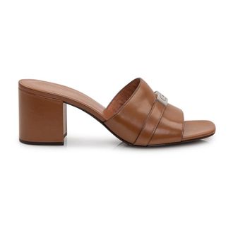 Tory Burch Tory Burch, Heeled Mules, female, Brown, Size: 10 1/2 US Leelee Heeled Mule