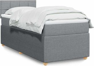 vidaXL Cama Box Spring Con Colch&oacute;n Tela Gris Claro 90x200 Cm Vidaxl
