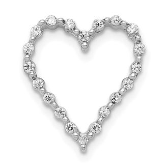 Diamond2Deal 14k White Gold 1/5ct. Diamond Heart Chain Slide Pendant