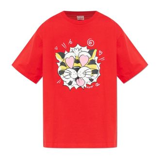Kenzo T-Shirts, male, Red, Size: XL Wild Tiger Oversized T-Shirt