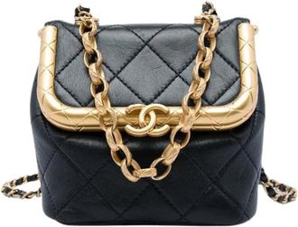 Chanel Pre-owned Quilted Lambskin Satchel - Dames - Vintage Mini Tas - Zwart - ONE Size - Leer - Vintage