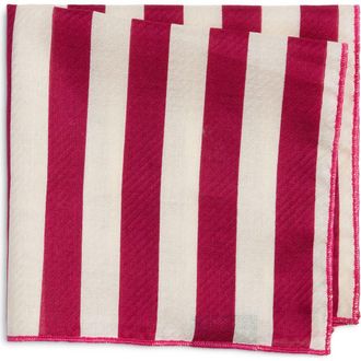 Clifton Wilson Fuchsia Stripe Silk Pocket Square at Nordstrom