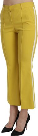 Dolce & Gabbana Womens Yellow Flared Bootcut Capri Cotton Pants Silk Spandex