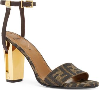 Fendi Delfina Ankle Strap Sandal in Brown/Black at Nordstrom, Size 10.5Us