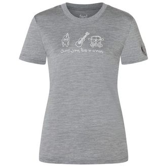 super.natural Van Life Bio Jersey Tee Merinoshirt f&uuml;r Damen | grau/wei&szlig;