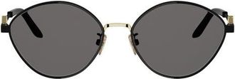 Fendi FF Diamonds 55mm Round Sunglasses in Matte Black /Smoke at Nordstrom