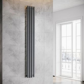 Sonni Radiador De Vertical Antracita Ovalado Radiador Centro Conexi&oacute;n Monocapa 1800x239mm - Sonni