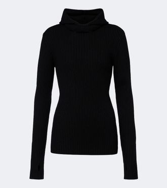 Frankie Shop Larice ribbed-knit hooded wool sweater