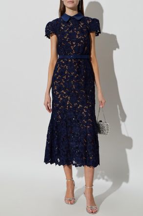 Self Portrait Openwork Dress, Womens, Navy Blue