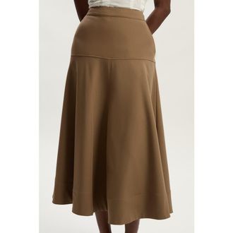 Karen Millen Viscose Blend Tailored Full Skirt in Camel at Nordstrom, Size 10