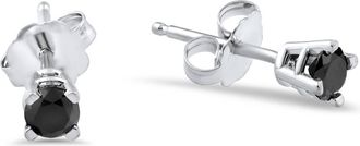 Pompeii3 White Gold 1/5ct Round Cut Black Diamond Studs
