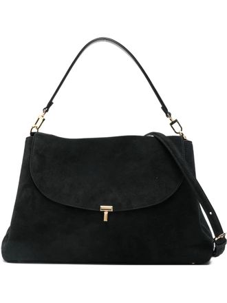 Toteme T-Lock suede sholder bag - women - Calf Leather - One Size - Black
