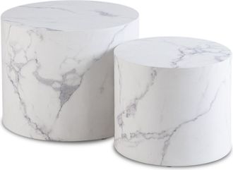 OEM Juego De Mesa De Centro Leila De 38 Cm/48 Cm, M&aacute;rmol Blanco, Estilo Moderno Y Glamuroso