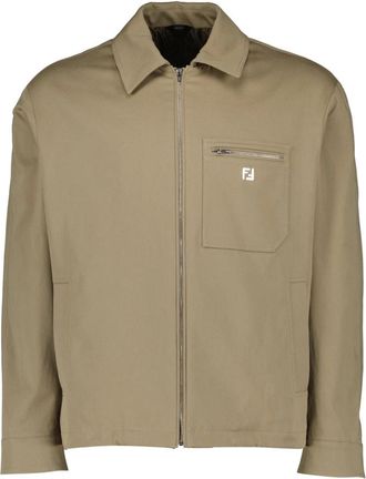 Fendi Gabardine Blouson - Heren - Zomerjassen - Beige - XL - Katoen - Jassen