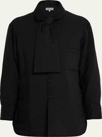 Yohji Yamamoto Mens Cellulose Lawn Stole Detail Padded Shirt