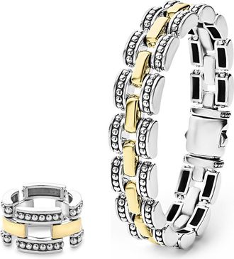 Lagos Link Ring & Bracelet Set in Silver/Gold at Nordstrom