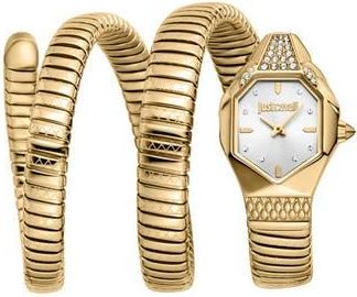 Just Cavalli Snake Wraparound Bracelet Watch, 22mm x 34.5mm in Gold at Nordstrom Rack