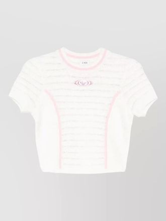 Casablanca cropped logo-trim knitted top