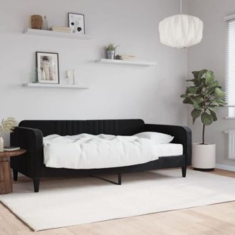 vidaXL Sof&aacute; Cama Con Colch&oacute;n Terciopelo Negro 90x190 Cm Vidaxl