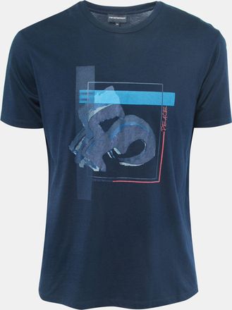 Emporio Armani Navy Blue Printed Cotton Knit T-Shirt