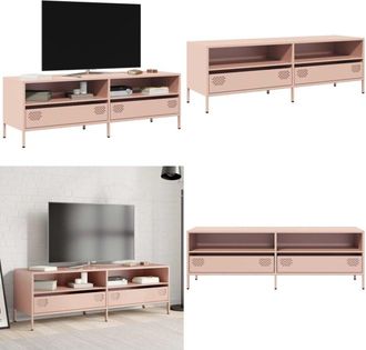 vidaXL Mobile TV Rosa 135x39x43,5 cm in Acciaio Laminato a Freddo - Armadio TV - Armadio in acciaio