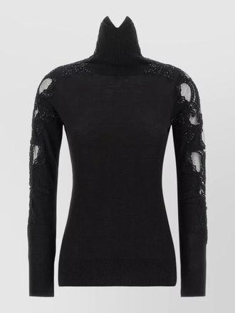 Ermanno Scervino virgin wool lace panel high neck top