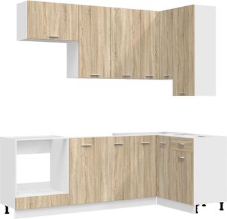 vidaXL Unidad De Cocina Lyon 8 Uds. Roble Sonoma Madera De Ingenier&iacute;a Vidaxl