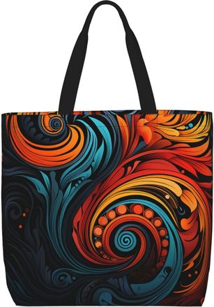 Generic Tribal Style Grocery Bag Handle Handbag Durable Shoulder Bags For Travel Casual Daily Use