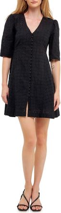 English Factory Broderie Lace Minidress in Black at Nordstrom, Size X-Small