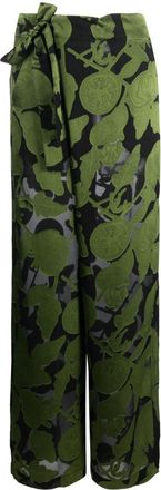 Henrik Vibskov graphic-print wrap trousers - women - Polyester/Viscose - S - Green