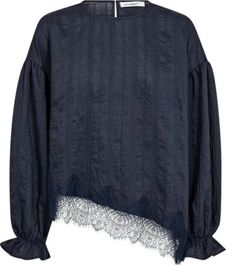 Co'Couture Blusa Luna con Lazo - Blouses & Shirts - Mujer - Azul - XL