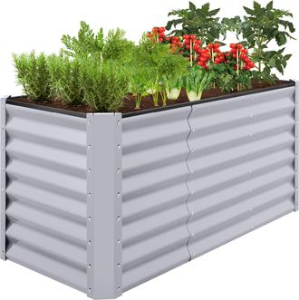 Best Choice Products 4x2x2ft Outdoor Metal Raised Garden Bed, Planter Box for Vegetables, Flowers, Herbs