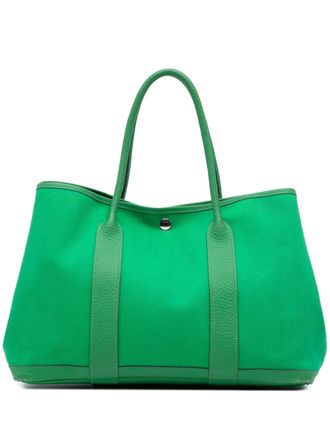 Herm&egrave;s Borsa tote Garden Party 36 in tela Toile e pelle Negonda 2014 - Verde