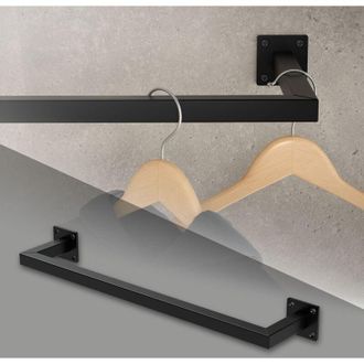 ML Design Appendiabiti Porta Asciugamani con Attacco a Parete 60 x 12 cm in Acciaio Nero per Bagno Cucina Soggiorno Balcone Camera da Letto Porta Salviette da