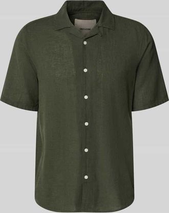 Only & Sons Slim Fit Freizeithemd aus Baumwoll-Leinen-Mix Modell CAIDEN in Oliv, Gr&ouml;&szlig;e XXL