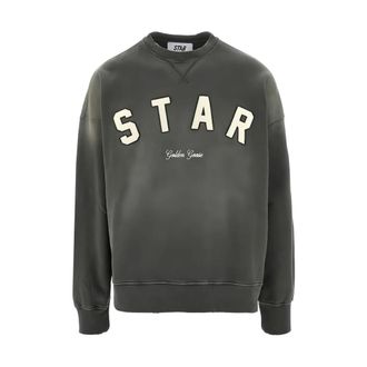 Golden Goose Cotton Sweatshirt With Front Logo - Dames - Sweatshirts - Grijs - XL - Katoen - Hoodies & sweatvesten