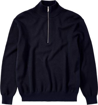 Closed half-zip ribbed-knit jumper - men - Wool/Cashmere/Cotton - M - Blue