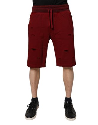 Dolce & Gabbana Maroon Rip Style Bermuda SweatMens Mens Shorts
