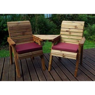 Charles Taylor Trading Charles Taylor - Twin Companion Set Angled with Cushions - W180 x D90 x H98 - Fully Assembled - Burgundy