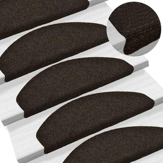 Berkfield Home Self-adhesive Stair Mats 10pcs Dark Brown 65x21x4cm Needle Punch | Size: Medium
