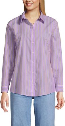 Lands End No Iron Supima Cotton Long Sleeve Shirt in Lilac Breeze Stripe at Nordstrom, Size 10P