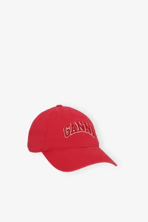 Ganni Red Canvas Cap