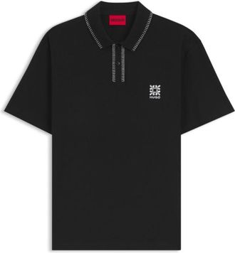 HUGO BOSS Logo-artwork polo shirt with blanket stitching