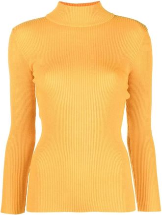 Saint Laurent 1970s mock neck ribbed jumper - women - Lambs Wool - 38 - Yellow